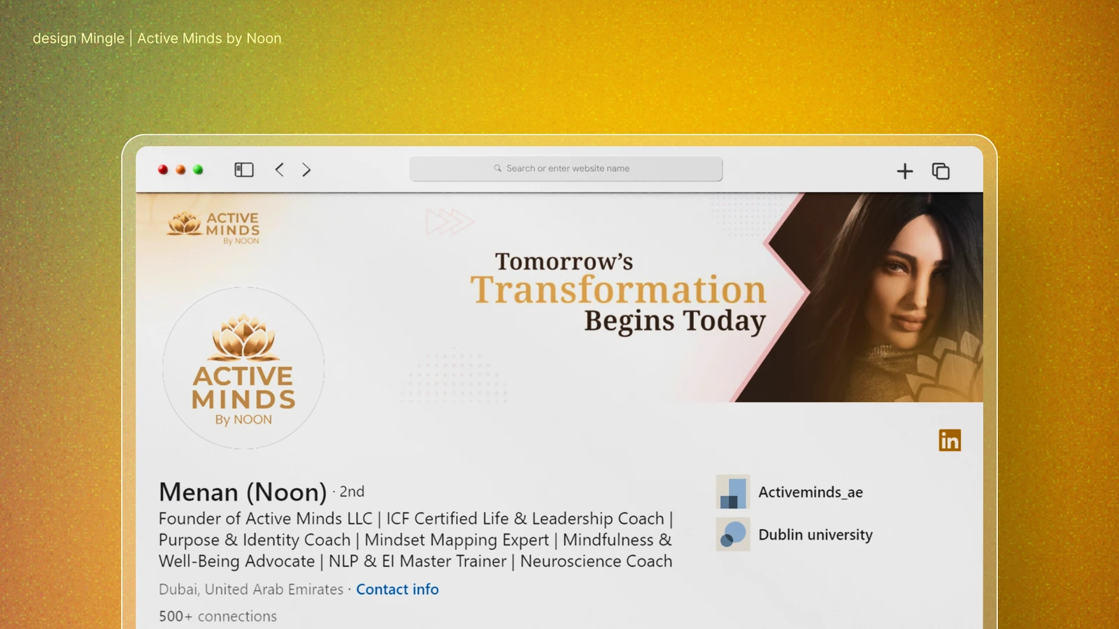 Active Minds project for Menan Noon by DesignMingle