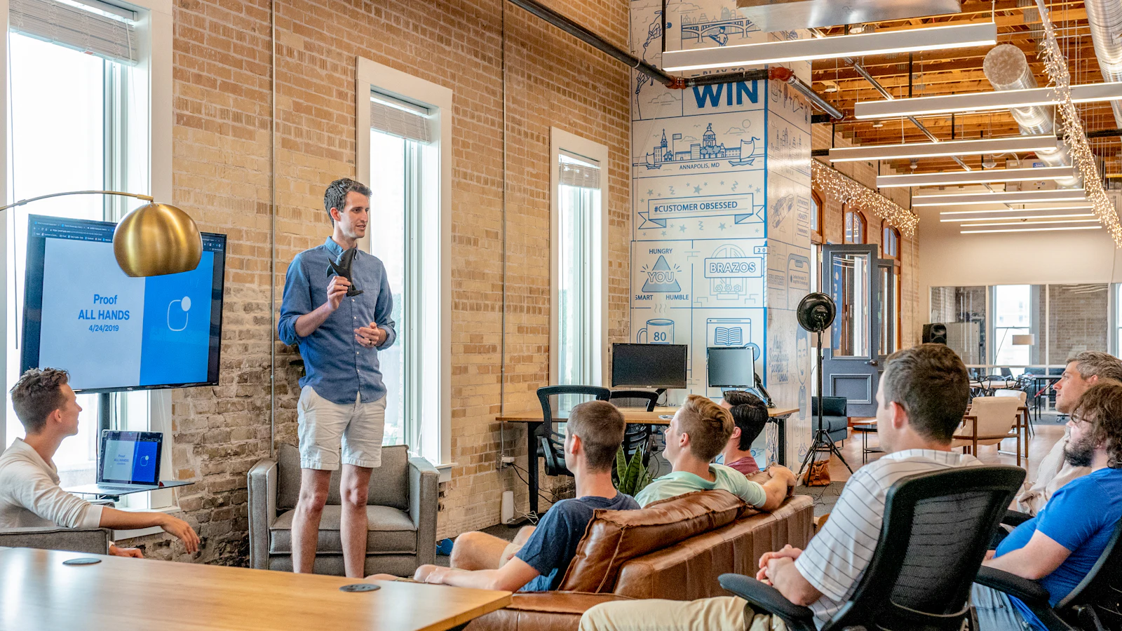 A business coach running a workshop for entrepreneurs