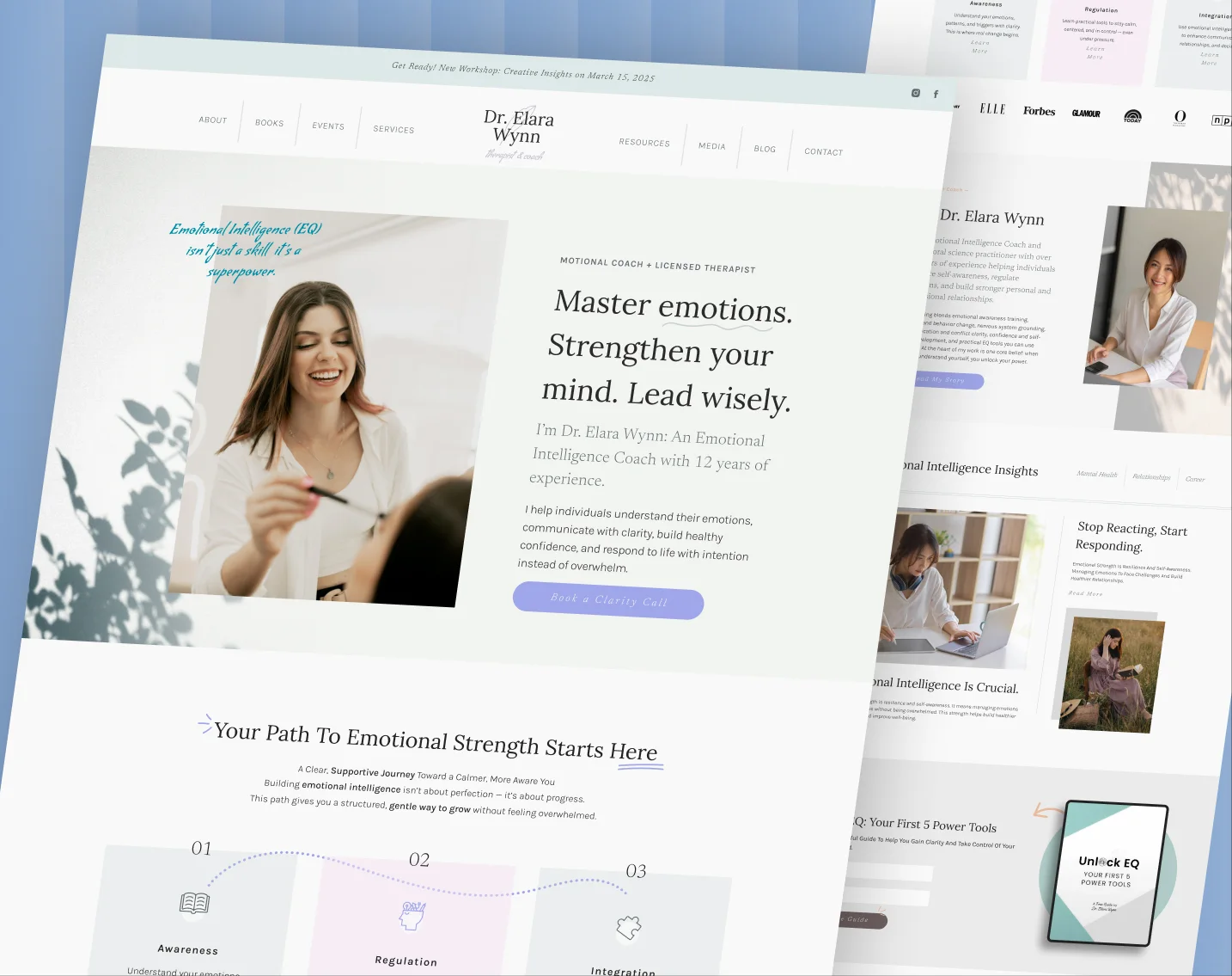 Coaching website design by DesignMingle shown across several pages